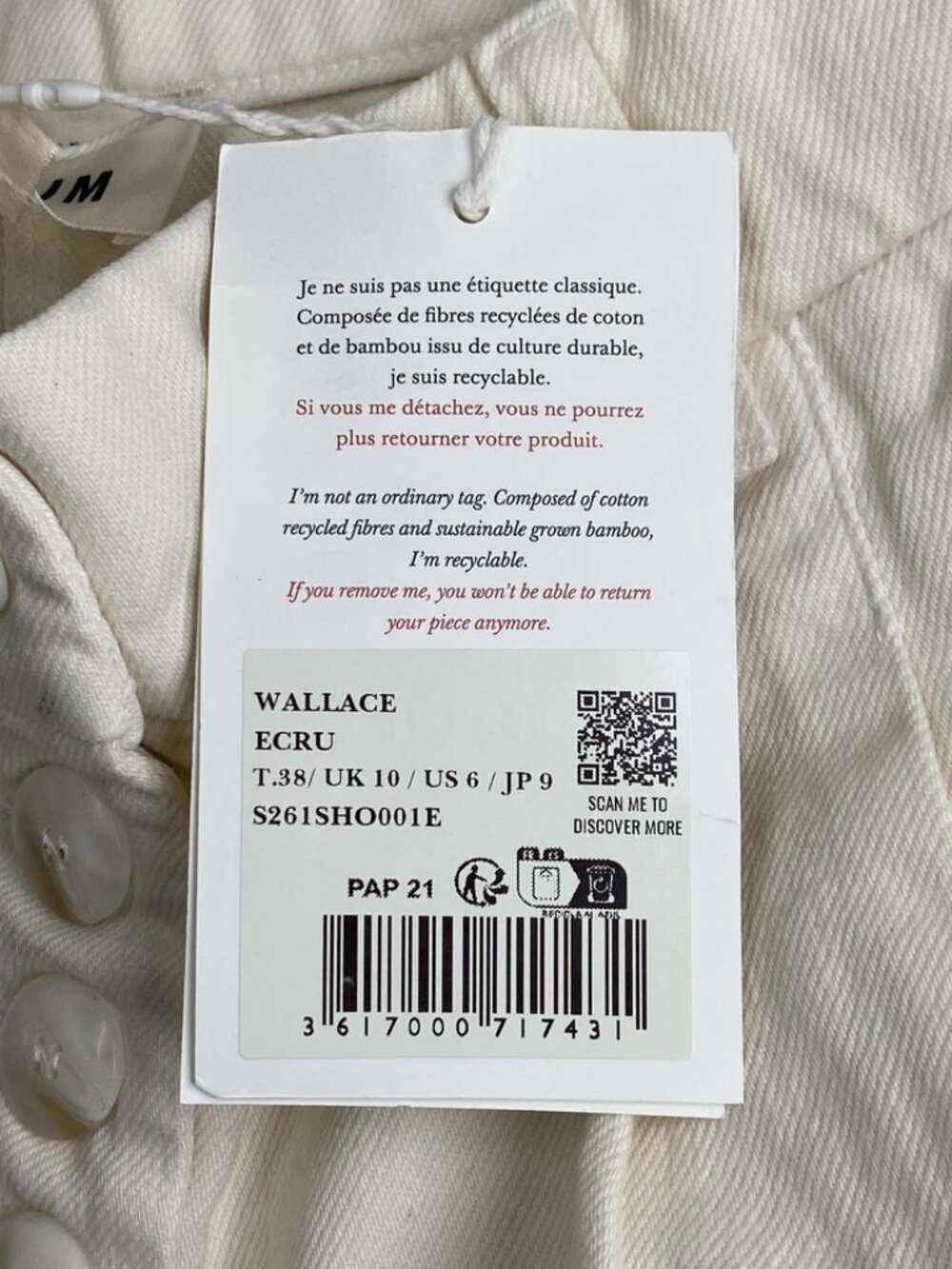 Sezane Women's Wallace Shorts Ecru Size US 6 High-Waisted Stitched Pleats Flared - Picture 4 of 14